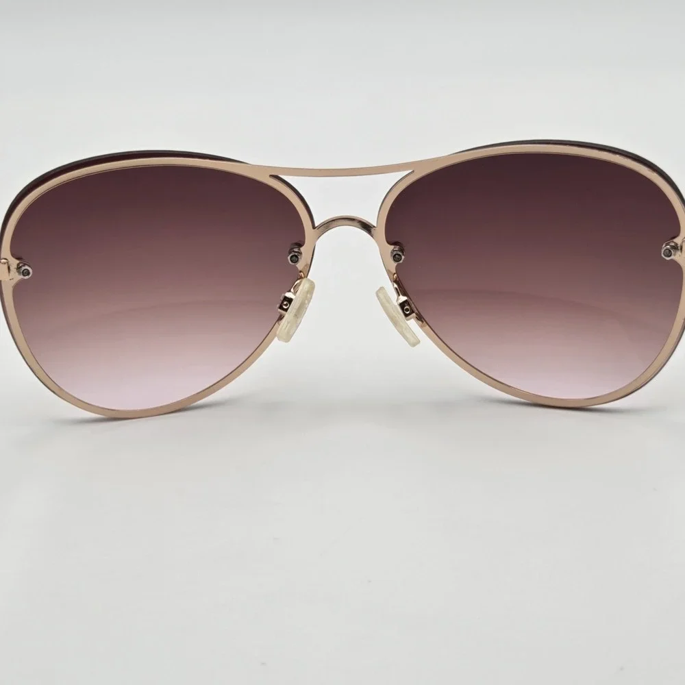 Tahari Women's Aviator Sunglasses Rose Gold Rose Pink Gradient Lenses Crystals